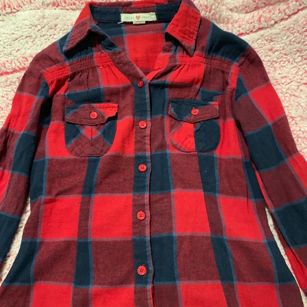Derek Heart blue and red flannel